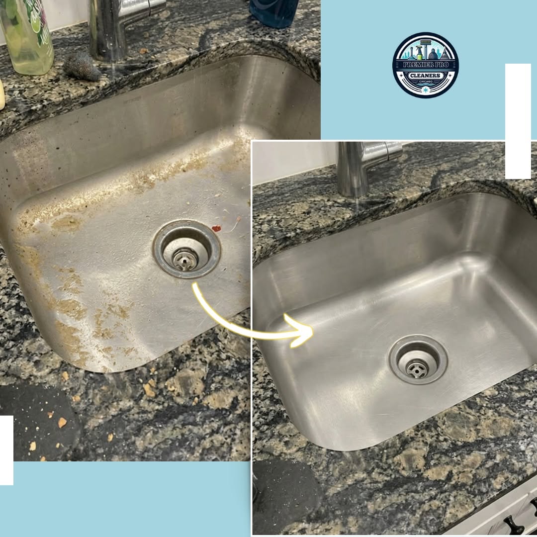 Before and after stainless steel sink cleaning in Orland Park IL