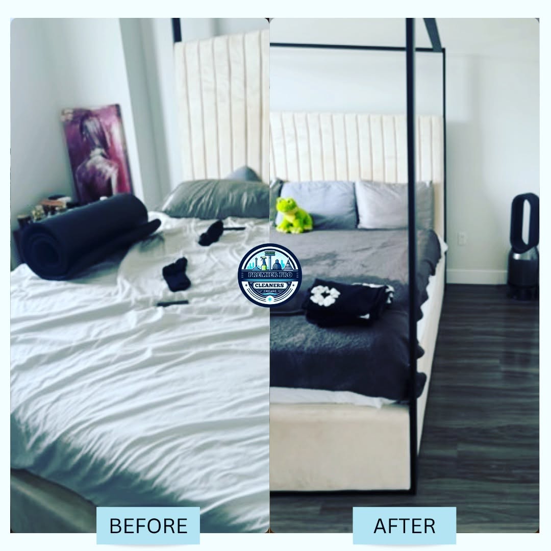 Before and after bedroom cleaning service in Orland Park IL
